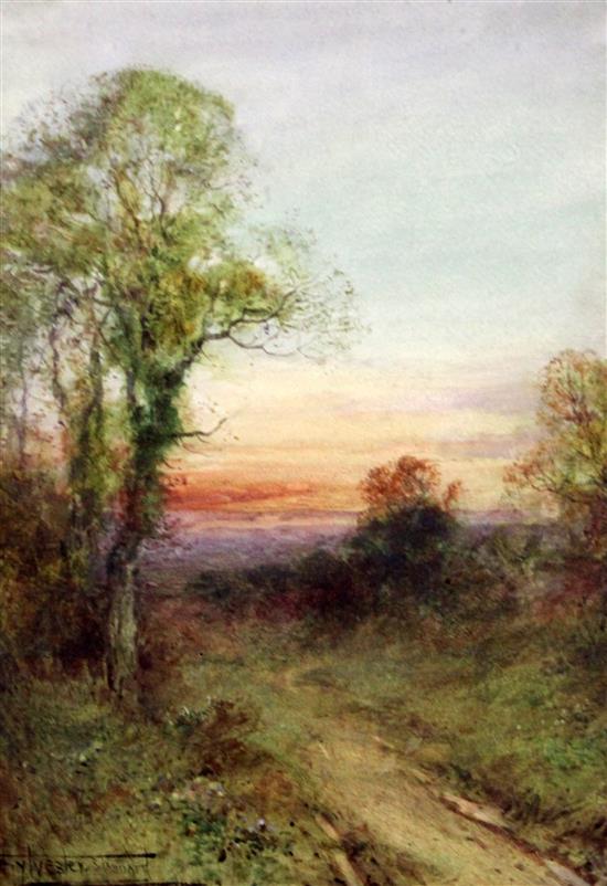 Henry Sylvester Stannard (1870-1951) Landscape at sunset, 14 x 10in.